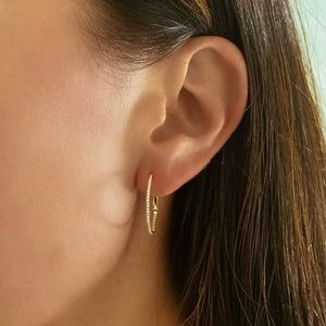 Diamond Hoops, 14K Yellow Gold